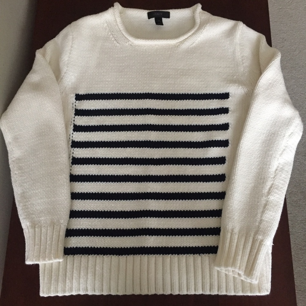 J. Crew women's XS striped white/navy sweater